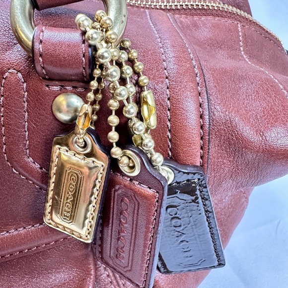 Coach Brown/Rust Leather Satchel/Shoulder Bag with Gold Accents (3 Hang Tags) - Picture 4 of 15